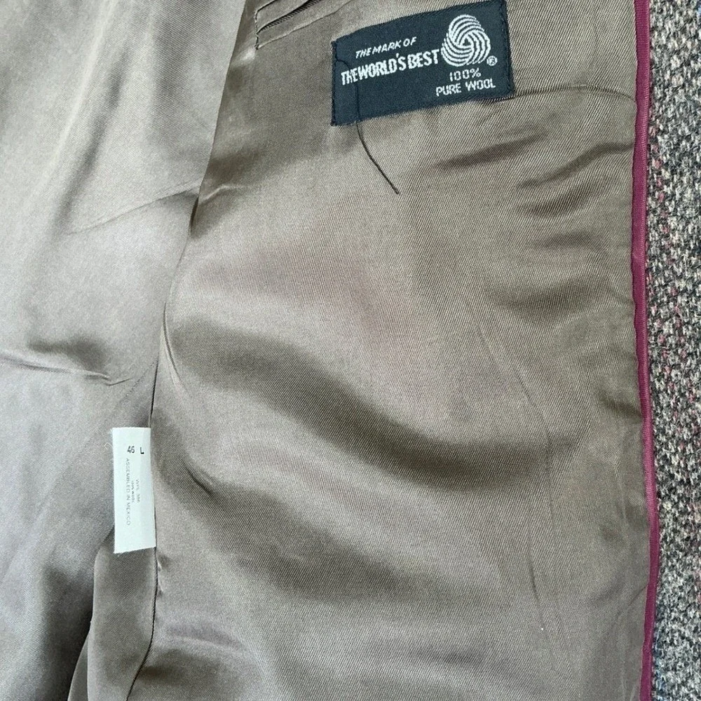 Imperial by Haggar Blazer Mens 46L‎ Brown Wool Herringbone Striped Sport Coat - Picture 5 of 11